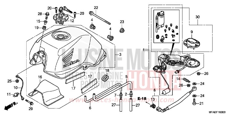 KRAFTSTOFFTANK/KRAFTSTOFFPUMPE von CBF1000 ABS PEARL SIENA RED (R320) von 2010